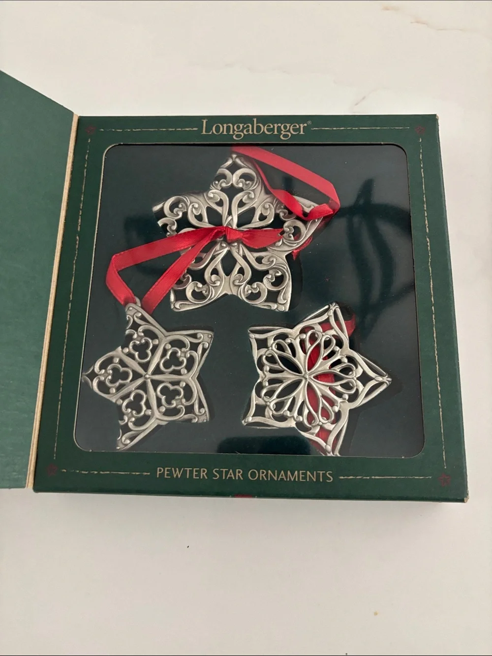 Longaberger Pewter Star Christmas Ornaments